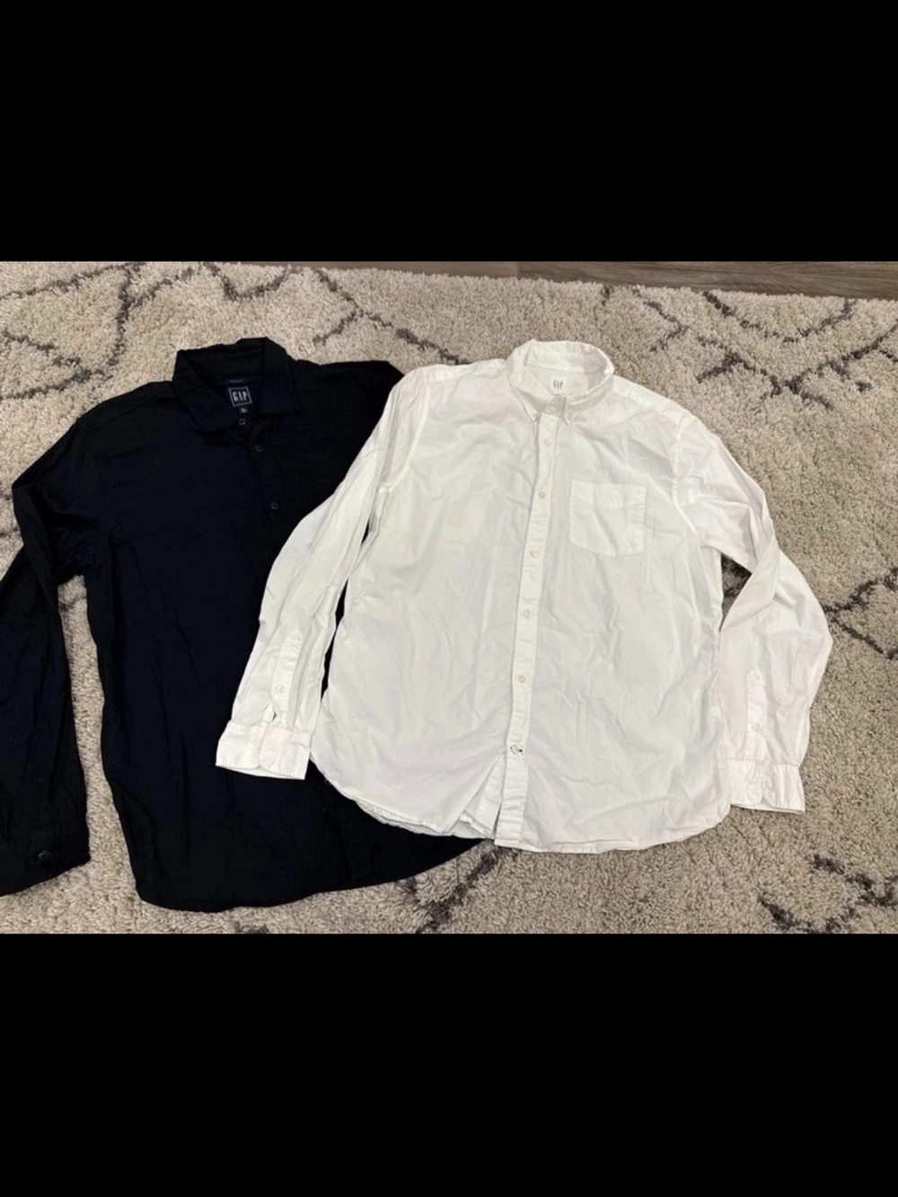 GAP Men’s Black and White Button-Down Shirts - Long Sleeve Duo